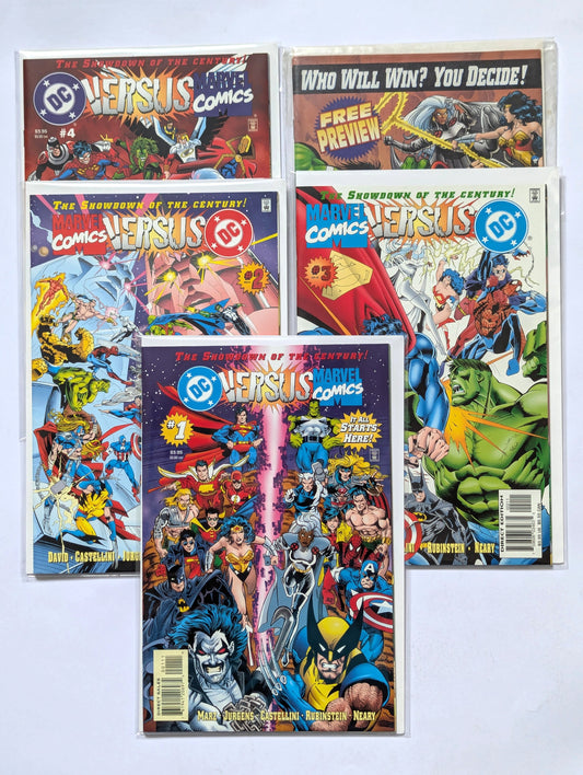 DC Versus Marvel Comics #1-4 + Preview Complete DC Comic Book Limited Series Set